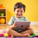 Kid learning on iPad