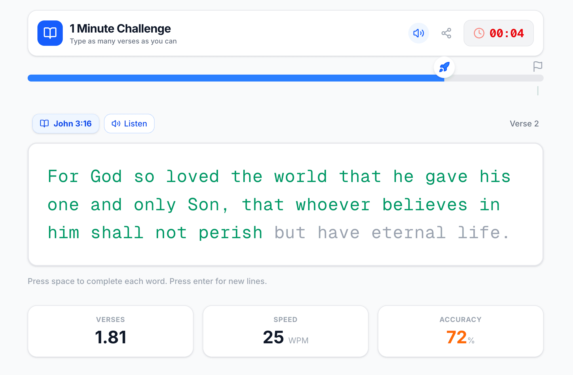Bible Racer – typing practice for NAPLAN Year 3-6