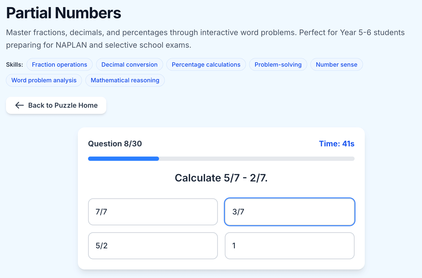 Partial Numbers puzzle