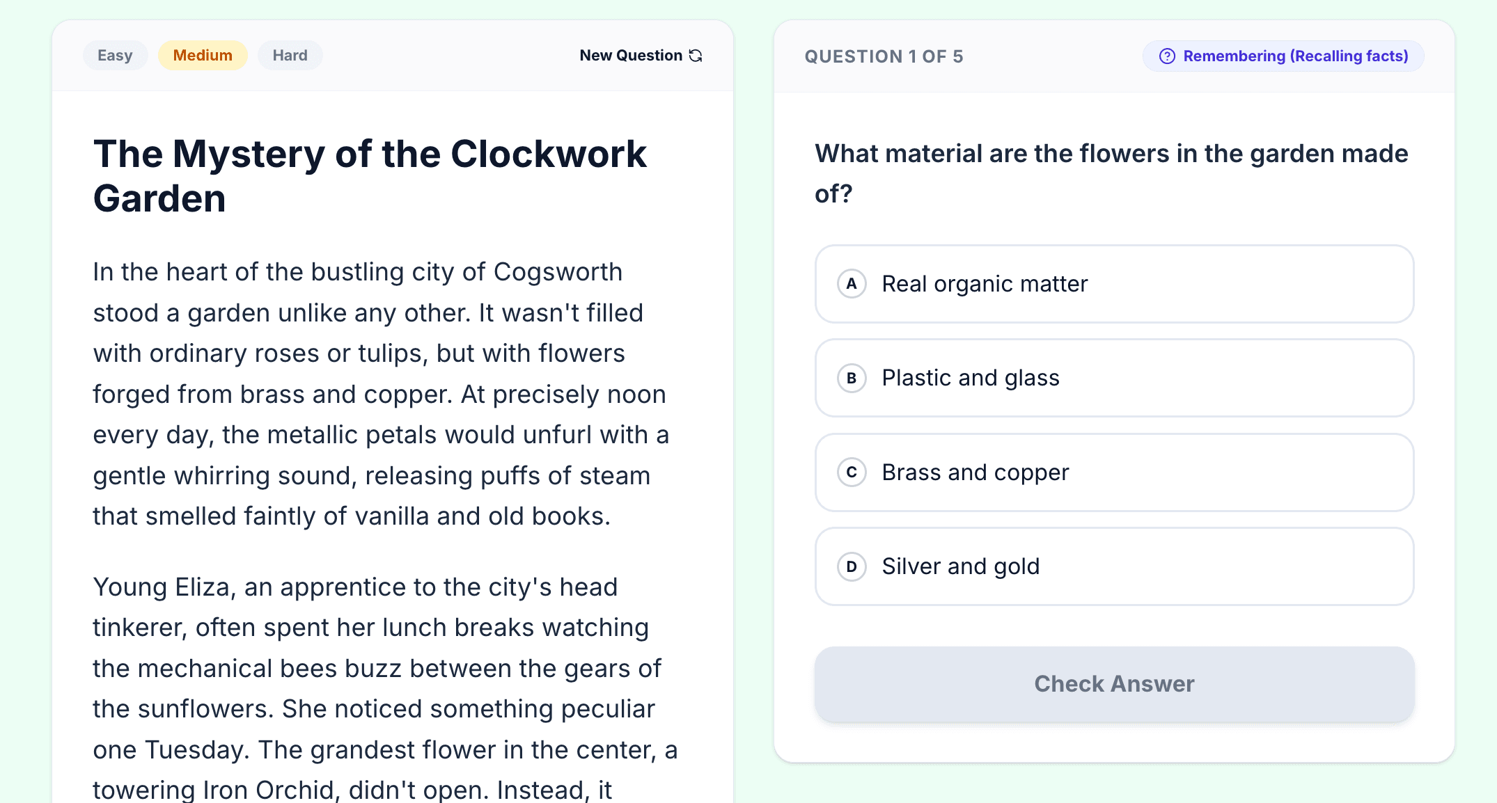 Reading Comprehension puzzle